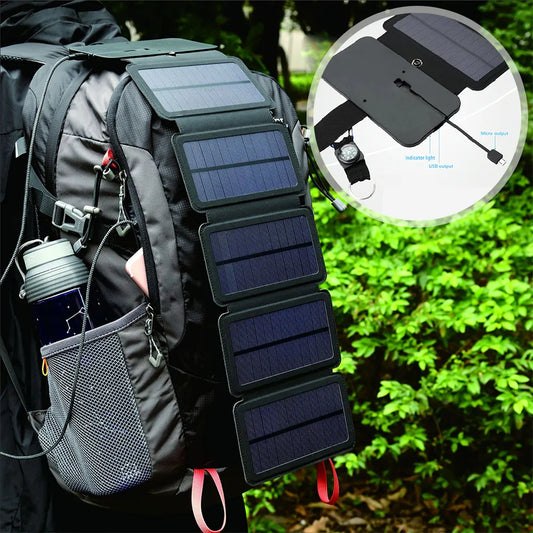 Foldable Solar Panels with Compass Outdoor Camping Emergency